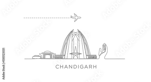 Chandigarh Skyline Minimal with Travel, India, and Vector.