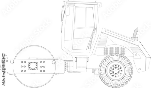 A compactor is a heavy equipment that functions to compact the soil. Compactor vector isolated on white background.