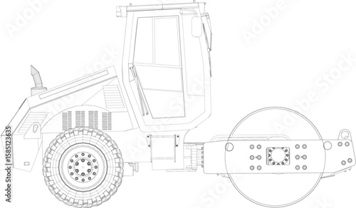 A compactor is a heavy equipment that functions to compact the soil. Compactor vector isolated on white background.