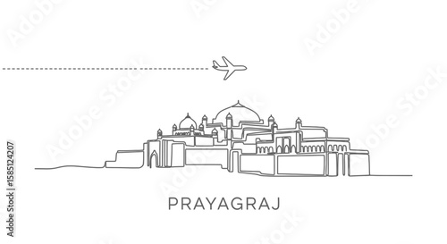 Prayagraj Cityscape Airplane Travel Icon Vector.
