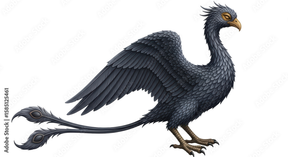 Fototapeta premium Isolated Black Phoenix Bird