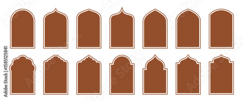 Collection of Islamic door and window shape. Arch window vector set