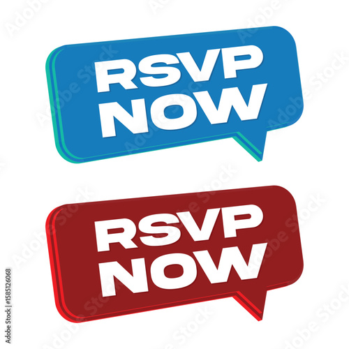 RSVP Now Speech Bubble Icon Set – Event Invitation Reminder Vector Design