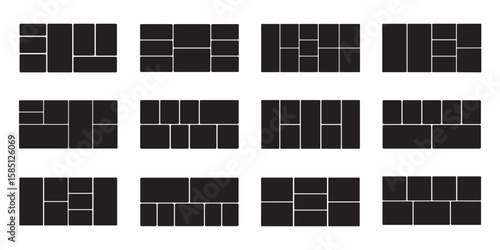 Template photo collage collection blank style, moodboard, album vector