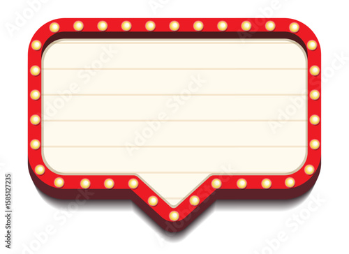 Retro lightbox vector template message box frame with lightbulb isolated on white background for party poster, banner advertising, promotion and sale billboard, cinema, bar show or restaurant. 10 eps