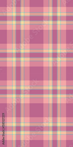 Other vector textile pattern, bold seamless fabric tartan. Styled plaid check background texture in red and pastel colors.