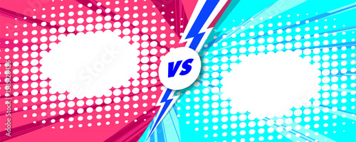 Versus card 3d style on halftone colorful background. Fact checking or easy compare evidence. Concept illustration Vector 10 eps