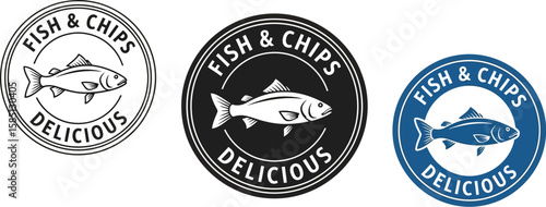 Enjoy delicious fish and chips with this appealing collection of vintage style round logos and designs for seafood restaurants.