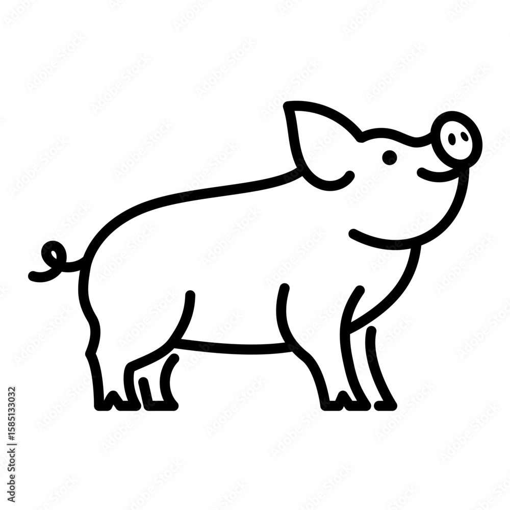 Obraz premium Pig icon, symbolizing farming, livestock, and domesticated animals.
