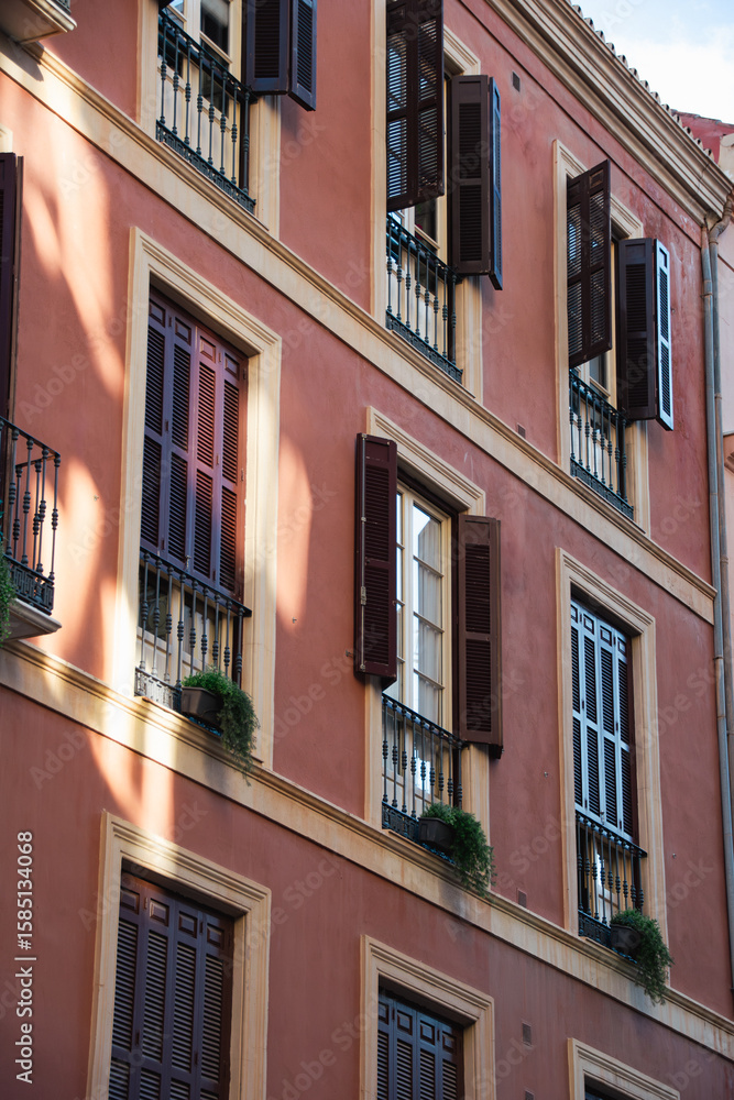 Fototapeta premium Classic Elegance: Traditional Spanish Windows in Malaga