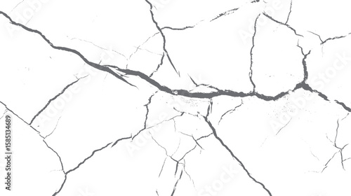 Realistic cracked wall texture background. Seamless distressed surface with deep fracture lines for vintage grunge effect designs.
