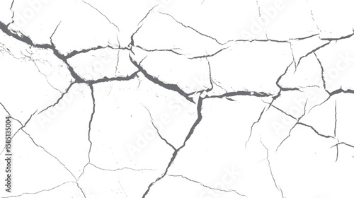 Seamless cracked wall background texture. Realistic distressed concrete surface with sharp fracture lines for grunge design projects.