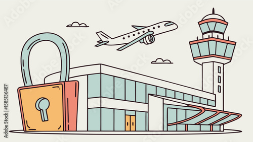 Airport security travel restrictions and safety measures during lockdown and flight cancellations concept