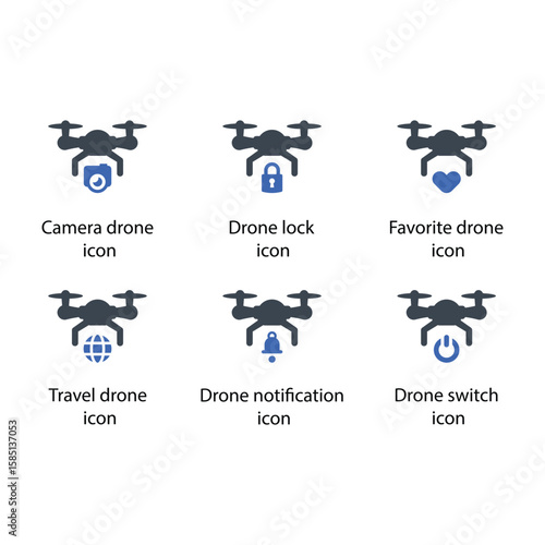 Camera, lock, Favourite, Travel, notification, switch, drone icon