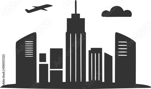 Tall buildings airplane cloud cityscape architecture