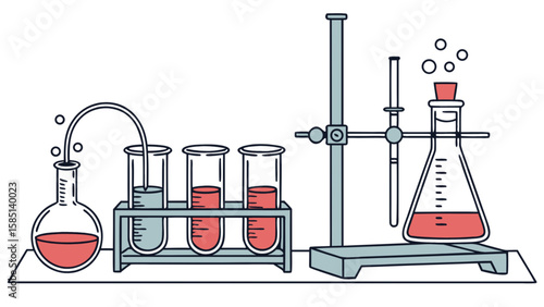 Science lab equipment setup illustration for chemistry and biology research and experiments one hundred