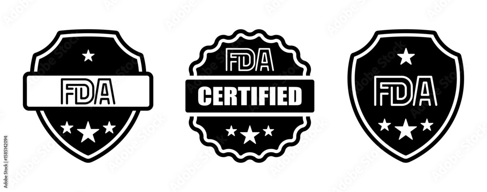 Fototapeta premium Various FDA certified badges representing quality standards