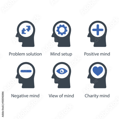 Problem solution, setup, Positive, Negative, View of, Charity, icon