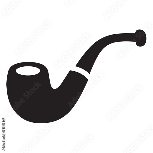 Silhouette Style Vector Smoking Pipe Logo Design – Vintage Tobacco Pipe Icon for Branding, Gentlemen’s Club Emblem, Retro Bar Sign, Lounge Decor, and Classic Style Merchandise