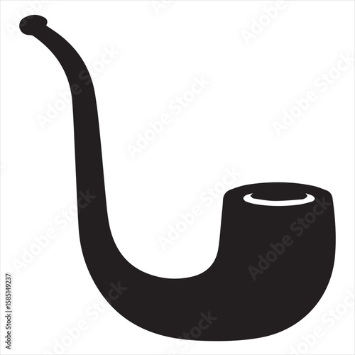 Silhouette Style Vector Smoking Pipe Logo Design – Vintage Tobacco Pipe Icon for Branding, Gentlemen’s Club Emblem, Retro Bar Sign, Lounge Decor, and Classic Style Merchandise