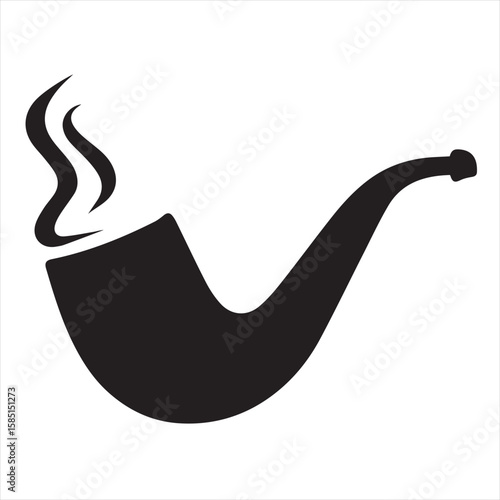 Silhouette Style Vector Smoking Pipe Logo Design – Vintage Tobacco Pipe Icon for Branding, Gentlemen’s Club Emblem, Retro Bar Sign, Lounge Decor, and Classic Style Merchandise