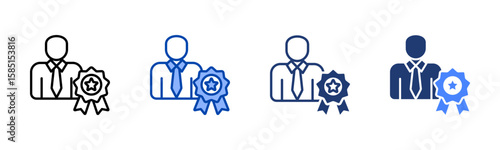 Achievement icon set multiple style collection