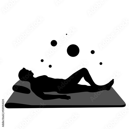 Silhouette of person on massage mat – Relaxation with planetary nodes