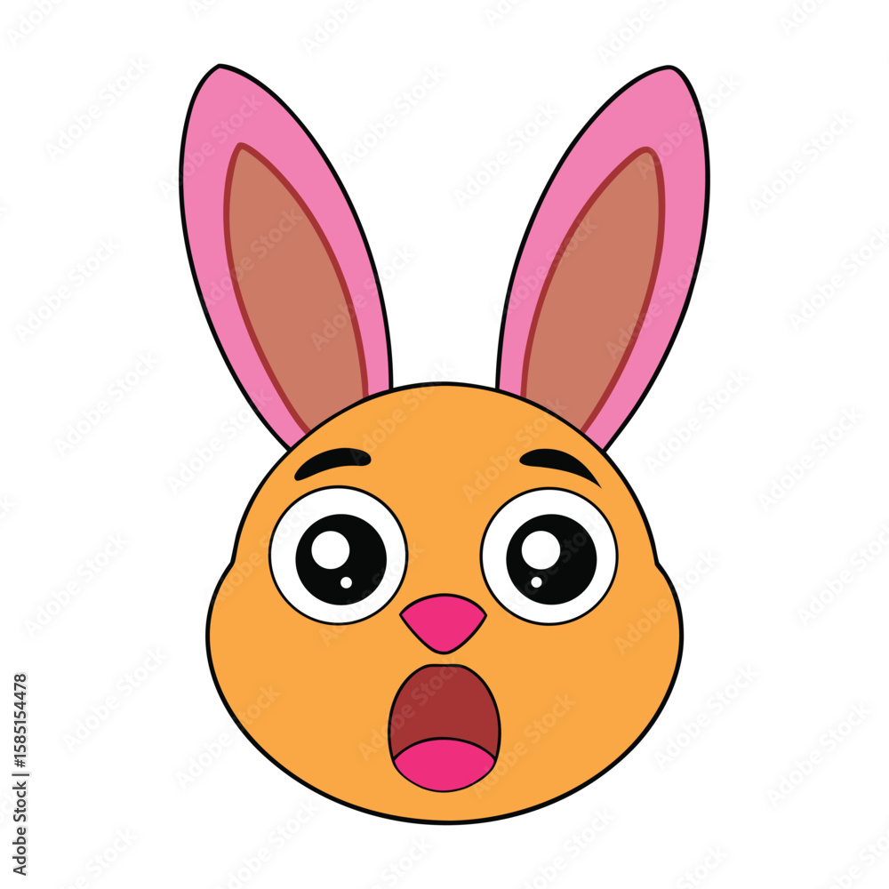 Obraz premium Shocked Cute Rabbit Cartoon Vector Illustration, Surprised Bunny Character Vector Art