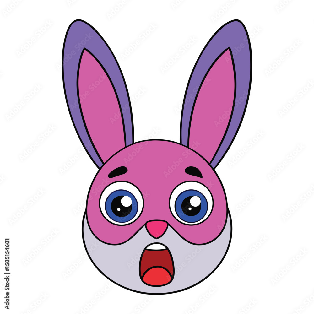 Fototapeta premium Shocked Cute Rabbit Cartoon Vector Illustration, Surprised Bunny Character Vector Art
