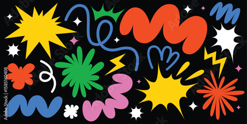Set of abstract groovy shape element vector collection