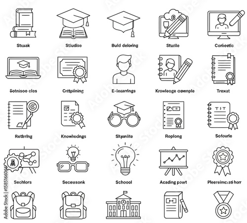 Stack of Books Icon with Line Art Style for Education and Learning