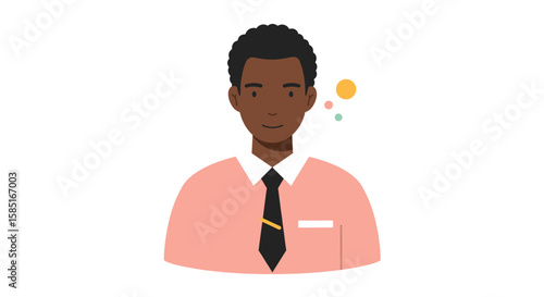 Cartoon Black job seeker in soft color palette 