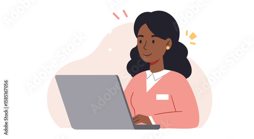 Black team leader in flat vector style