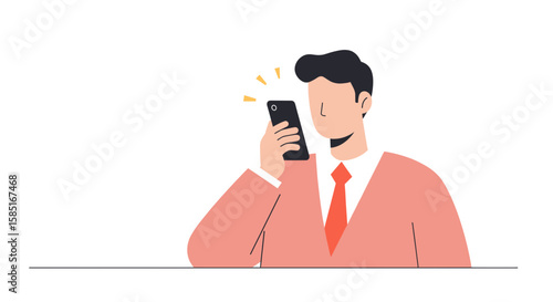 Employee answering phone in flat vector style  
