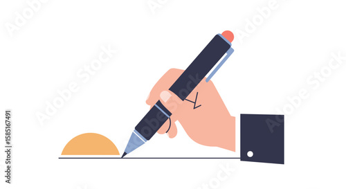 Minimalist illustration of worker writing on paper