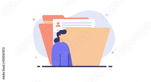 Office manager holding oversized document folder