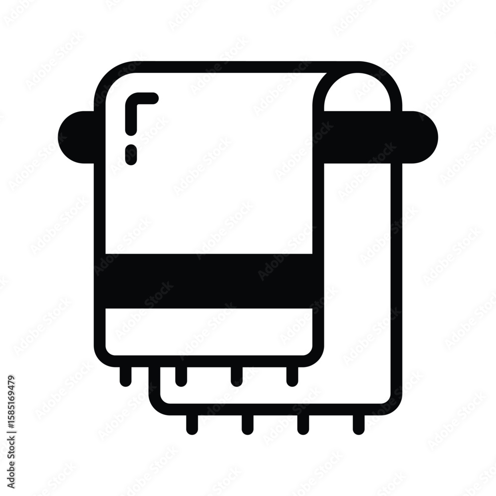 A trendy glyph icon of folded towel on rack A trendy glyph icon of folded towel on rack