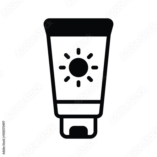 A premium glyph icon of sunscreen bottle