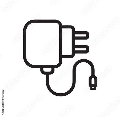 Black power adapter with cable and plug electronic device