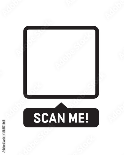 Black square frame with white text scan me vector
