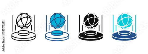 Virtual Reality Icon Set With Multiple Styles. Vector Illustration