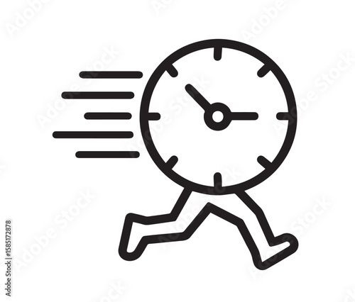 Running clock with motion lines time speed