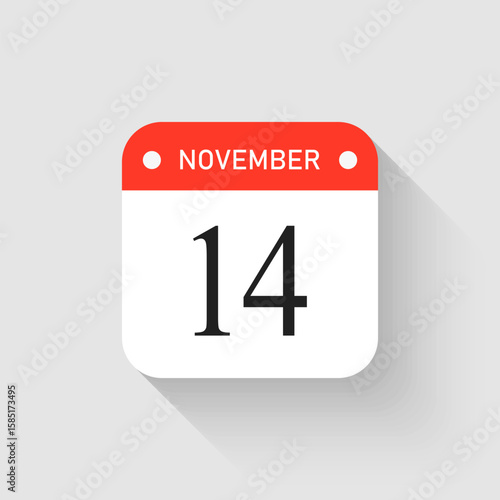 Free Download Vector icon page day calendar - 14 November month - GFXLoad