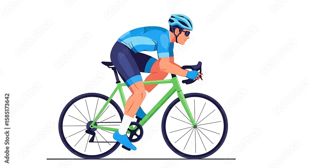 Obraz premium Person Riding Bicycle with Helmet for Sport and Healthy Lifestyle