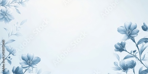 Soft Pastel Cyan Watercolor Backdrop with Tranquil Flowering Meadows for Peaceful Floral Atmosphere