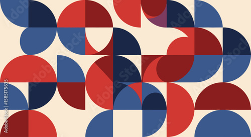 Geometric Harmony: A stunning geometric design comprised of bold shapes and vibrant colors. This captivating pattern is a testament to the beauty of abstraction.