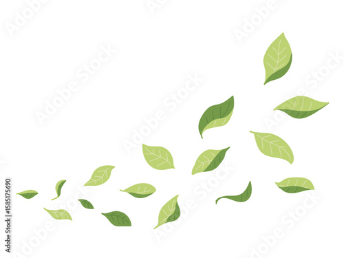 風で飛んでる爽やかな新緑の素材