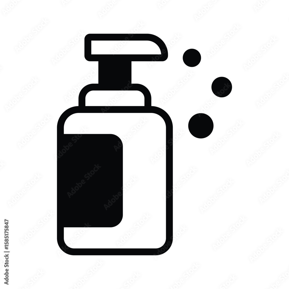 A premium glyph icon of shampoo bottle with bubbles A premium glyph icon of shampoo bottle with bubbles