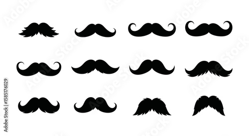 Diverse Mustache Collection: An assortment of intricately designed mustache illustrations, perfect for adding a touch of retro charm and personality to your designs.