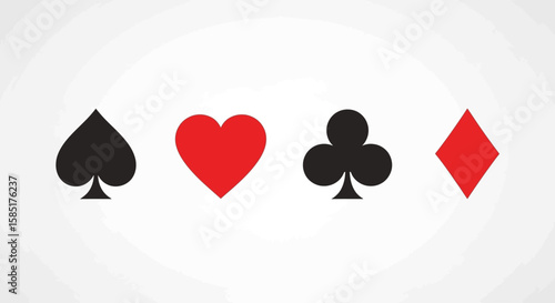 Playing Card Symbols: The iconic suit symbols of playing cards, rendered in classic designs, inviting a sense of game-play and strategy, ready to be dealt